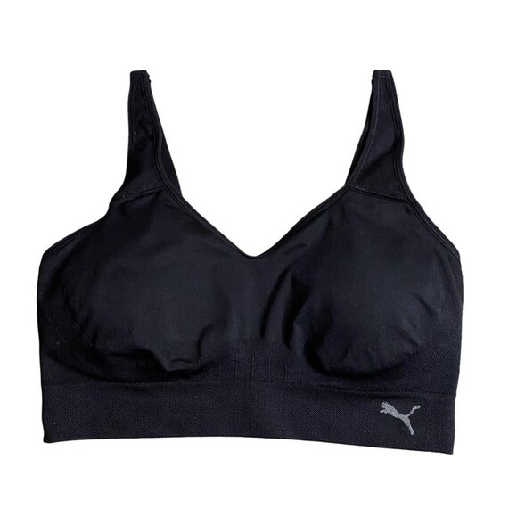 Puma Women's Black Seamless Performance Wear Sports Bra - Picture 1 of 4